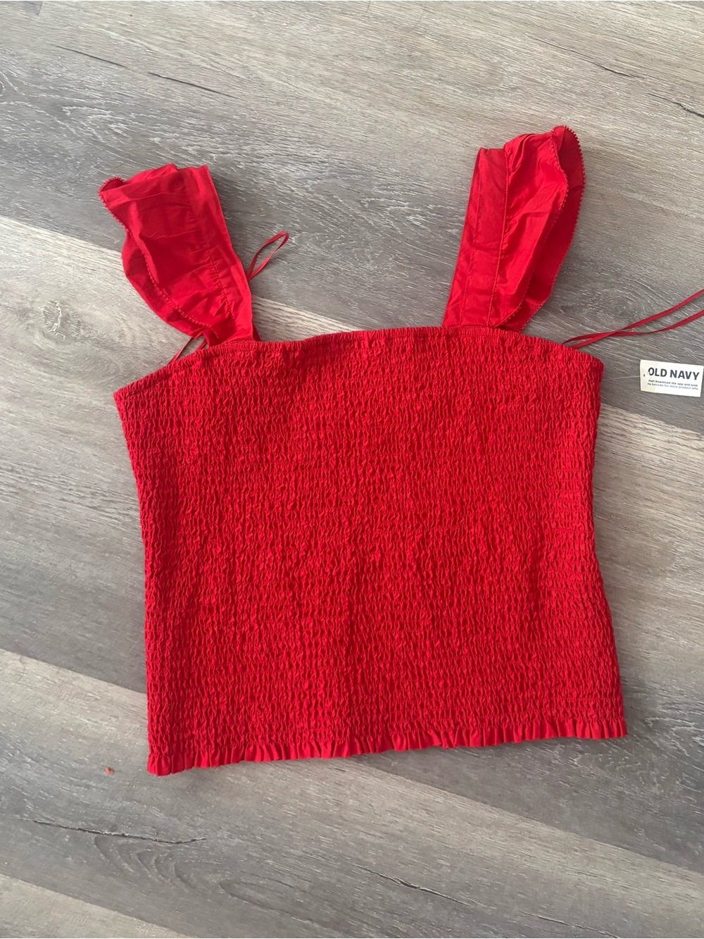 Old Navy Red Smocked Ruffle-Strap Crop Top